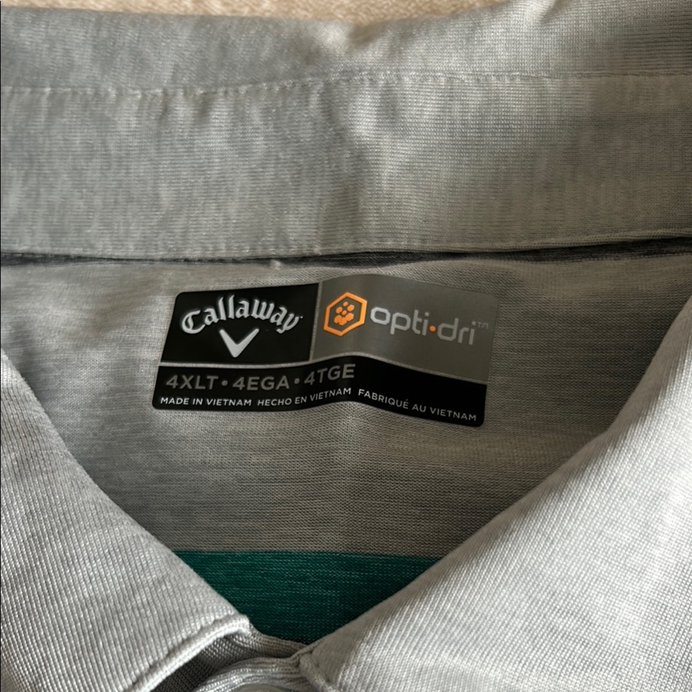 Callaway Men's Polo with Aqua and Charcoal Stripes - Picture 2 of 2